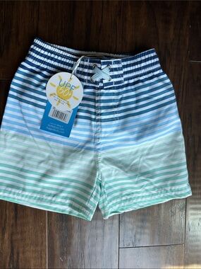 Ruggedbutts Striped Swim Trunks - Blue & Green - UPF 50